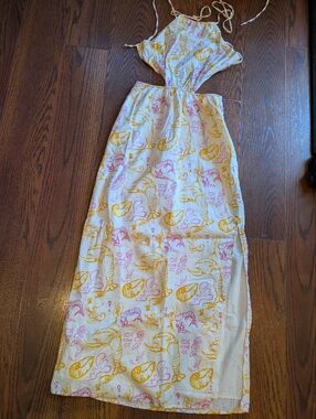 Peppermayo Halter Maxi Dress Sz 4 Coastal Shell & Lobster Pink Orange Summer
